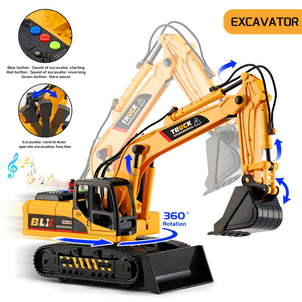 LerBao 2 Pack Large Construction Engineering Truck Toys,Moveable Claw Excavator & Lifting Back Dump Truck Toy for 3 4 5 6 7 8 Years Old Boys Kids Childs Toddlers Birthday Christmas GIFS