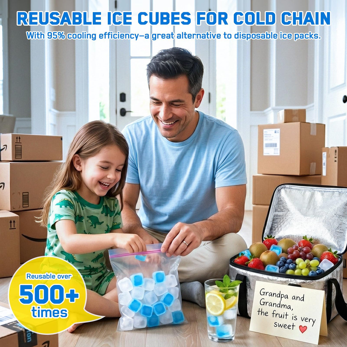400 Pack Reusable Ice Cubes BPA-Free Plastic, Non-Diluting for Drinks