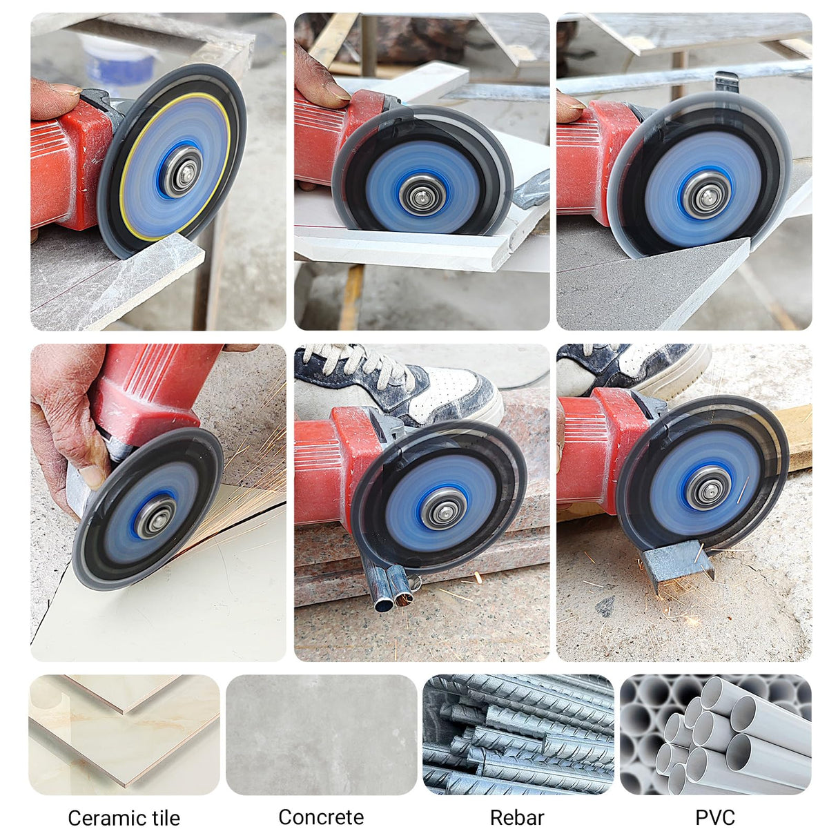 LOZLIN Diamond Blades 3-Pack 4.5" Diamond Multi-Purpose Saw Blades - Heavy Duty Angle Grinder Discs for Cutting Marble/Quartz/Stone/Tile/Metal/Plastic (Black Teeth)