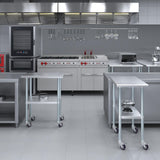 AmGood 30 in. x 18 in. Stainless Steel Work Table with Wheels | Metal Kitchen Food Prep Table | NSF