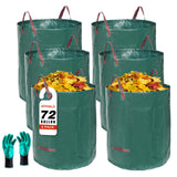 72 Gallon 6 Pack Leaf Bags Reusable for Lawn & Garden