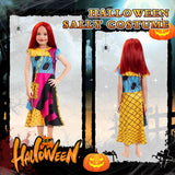 DVDGSC Halloween Sally Costume for Girls: Sally Dress Red Wig Bag - Cosplay Dress Up for Kids - Halloween Christmas Party Outfit (M)