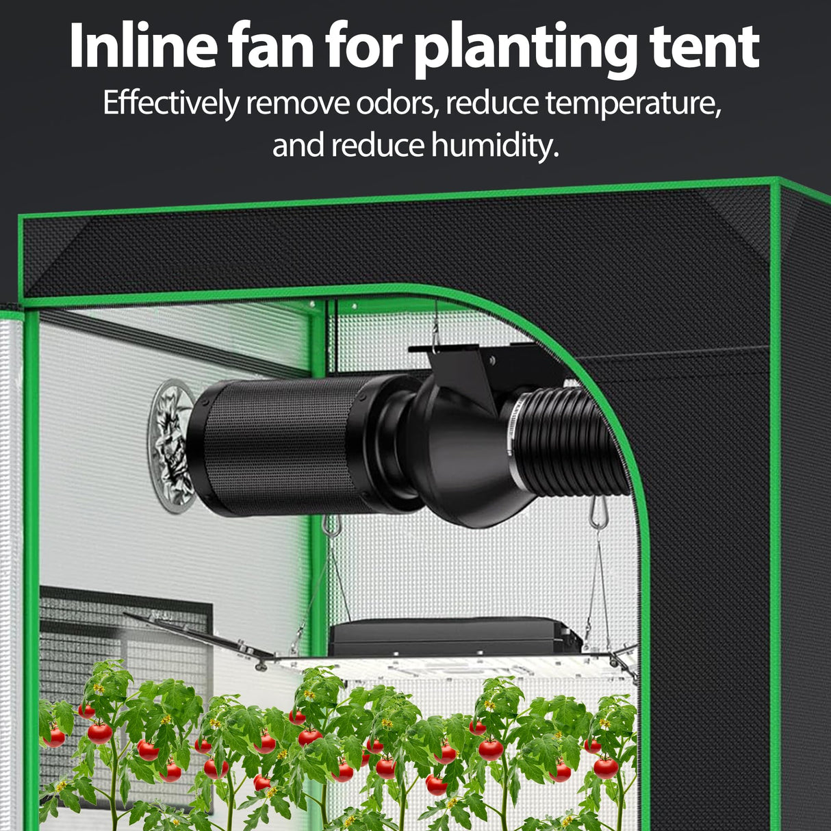 Toolazy 4 Inch Inline Duct Fan – ETL Certified, 195 CFM Quiet Ventilation Fan for Grow Tent, Hydroponics, HVAC, Greenhouse, Bathroom, Basement – Black