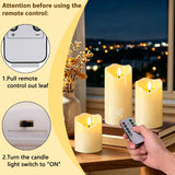 HVOPGEEUAN Flickering flameless Candles, Battery Operated Candles with Remote, led Pillar Candles，Electric Candle Set of 3，Christmas Home Wedding Birthday Decor（Ivory White） ﻿ ﻿