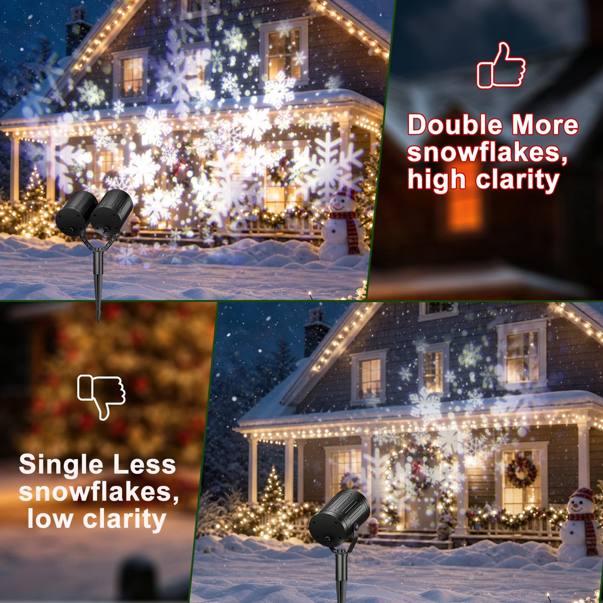 Christmas Snowflake Projector Lights Outdoor Double Head