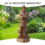 DSNAPE St Francis Garden Statue Outdoor All-Weather, 25" H Religious Saint Francis of Assisi Catholic Statue with Bird Feeder for Patio Yard Home Decor