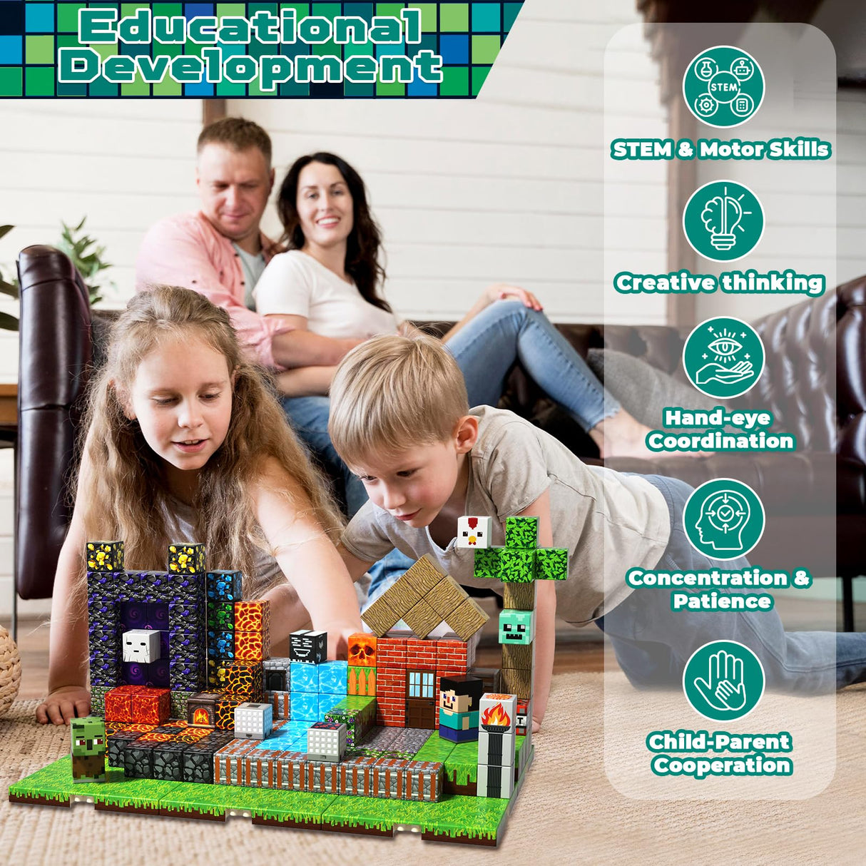 200PCS Magnetic Building Blocks with 6 Baseplate, Magnetic Blocks Cubes for Kids Ages 4-8, Stacking Magnet Blocks STEM Building Toys for Boys Girls Ages 3 4 5 6 7 8-12 Christmas Birthday Gifts