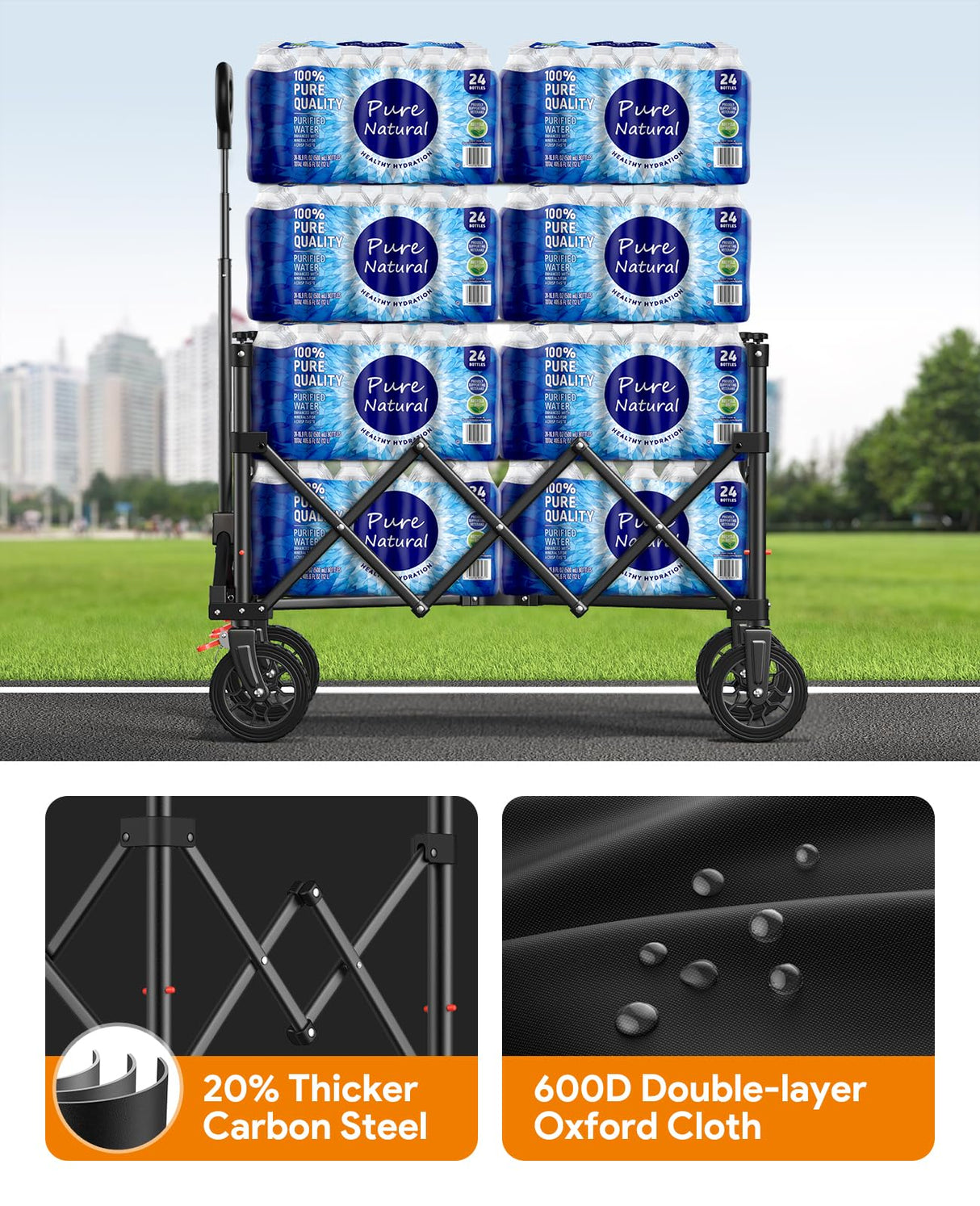 180L Wagons Carts Foldable with Wheels and Brakes for Camping Grocery
