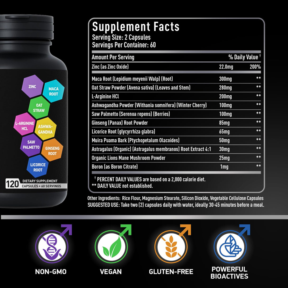 Fertility Supplements for Men - Zinc, Maca, Ashwagandha, L-Arginine - Male Vitality Conception for Him - Count and Motility Pregnancy Aid - Vitamins and Male Fertility Support Supplement - 120 Pills