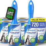 PetLovers Extra Sticky Lint Roller Mega Value Set 720 Sheets for Pet Hair Removal and Clothes, Dog and Cat Lint Remover, 8 Pack