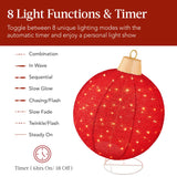 Best Choice Products 2pc Lighted Pop-Up Outdoor Christmas Ornament Set, Holiday Ball Decoration w/ 180 LED Lights, 8 Light Functions - Red/Green