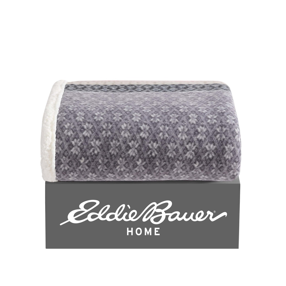 Eddie Bauer - Throw Blanket, Super Soft Reversible Sherpa & Brushed Fleece Bedding, Ideal Christmas & White Elephant Gifts, Cozy Plaid Throw Blankets For Couch for Bed or Couch (Fair Isle Dark Steel, 50" x 70")