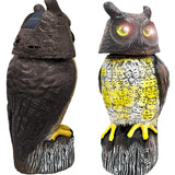 GIFTEXPRESS 1Pcs Solar Power Owl Decoy – 17" Motion Sensor Pest Repellent with Rotating Head, LED Eyes & Sound – Fake Horned Owl for Garden, Yard, Balcony, Farm, Patio, Roof, Lawn- Life Size