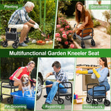 Garden Kneeler and Seat with 360° Wheels: 3-in-1 Rolling Gardning Stool