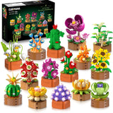 15 Pack Flowers Plants 3.6MM Mini Building Sets - 1314PCS Flower Succulents Botanical Collection for Home Office Décor Block Toy, Party Favors for Christmas Mother's Day Birthday Adults Kids Girls 10+