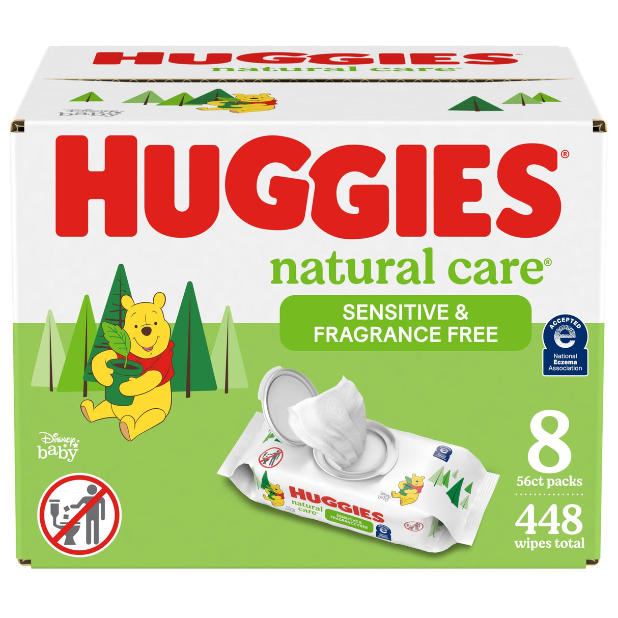 Huggies Natural Care Sensitive Baby Wipes, Unscented, Hypoallergenic, 99% Purified Water, 15 Flip-Top Packs (960 Wipes Total)