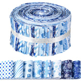 40 Pcs Winter Christmas Snowflakes Cotton Jelly Fabric Strips Blue and White Snowflake Reindeer Patchwork Strips for Quilting Crafting Snowman Precut Patchwork for Sewing DIY Crafts