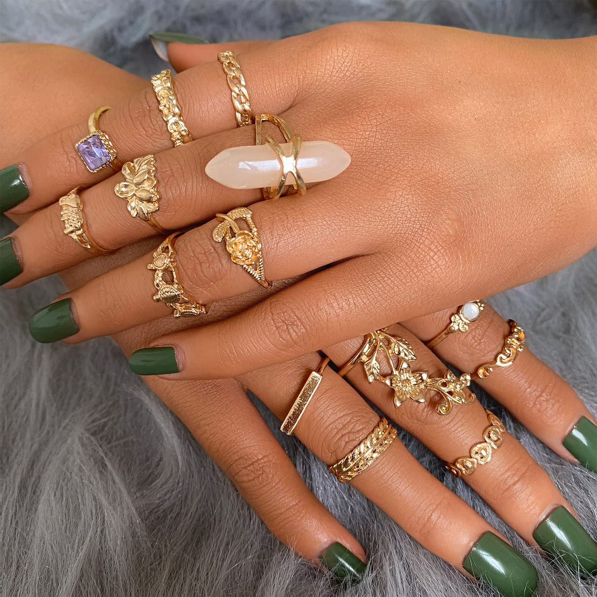 82 Pcs Vintage Gold Knuckle Rings Set for Women, Bohemian Stackable Rings