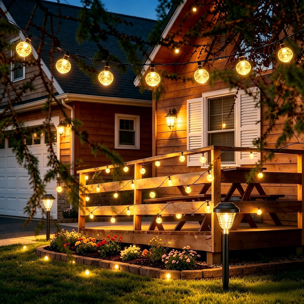 Joomer Solar String Lights Outdoor, 65FT 100LED Globe String Lights 8 Lighting Modes, Waterproof Solar Powered Patio Light for Garden Yard Porch Wedding Party Outdoor Decor (Warm White)