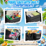 Beach Wagon with Big Wheels for Sand, 350lbs Heavy Duty Folding Wagon, Oversized 180L, 9" PVC All-Terrain Wheels, Adjustable Handle, Cooler & Storage Bags for Beach, Camping & Outdoor Sports (Black)