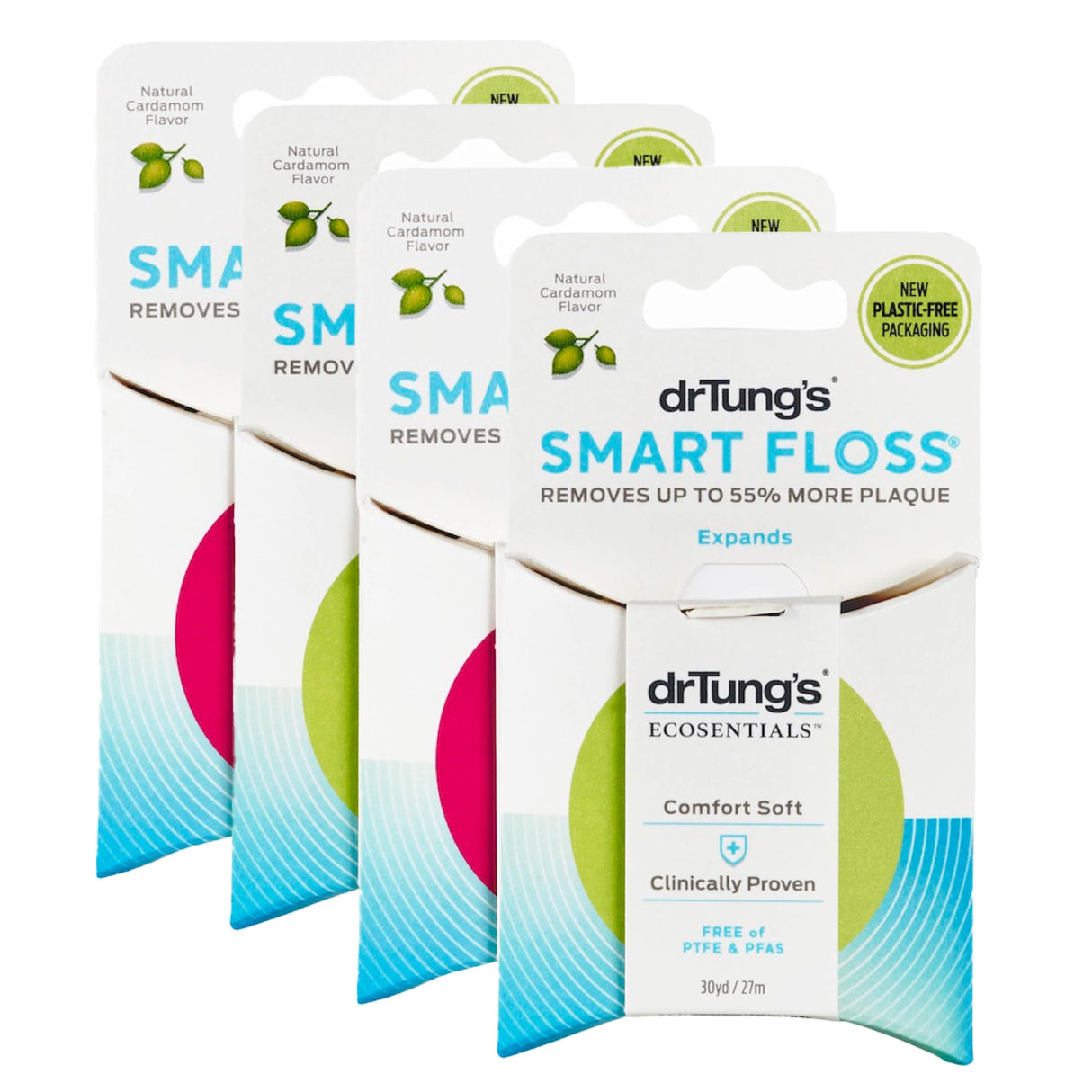 Dr. Tung's Smart Floss, 30 yds, Natural Cardamom Flavor 1 ea Colors May Vary (Pack of 4)