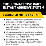Everbuild Mitre Fast Two Part Instant Bonding Kit, 50g Adhesive & 200ml Activator - Ideal for All Cornice and Profile Mitres, Trims & Picture Frames