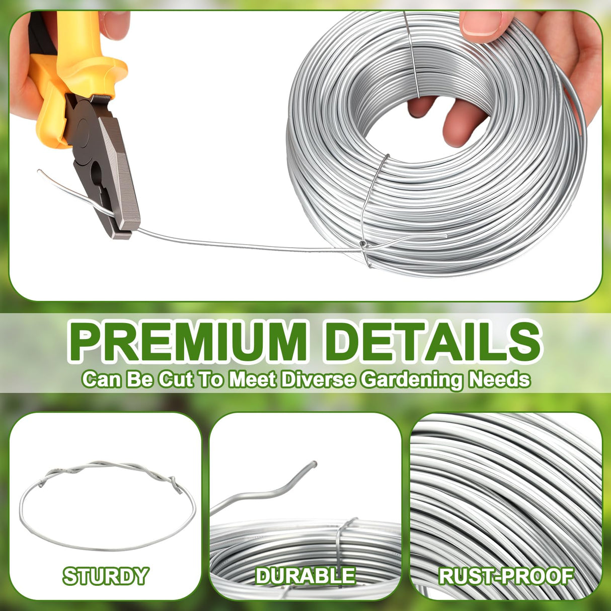 Blulu 200 ft Wire Trellis Kit 16 Gauge Galvanized Coated Steel Garden Wire Trellis with 20 Vine Eye Screws for Outdoor Wall Fence Grape Climbing Plants