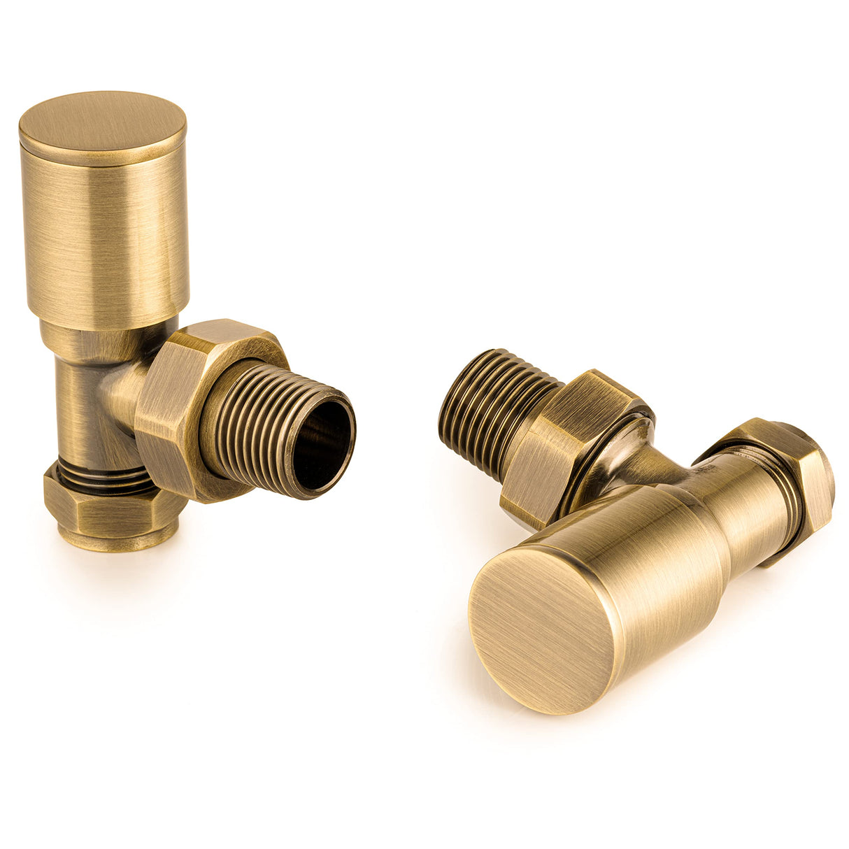 Sandy Beach Gold Angled Radiator Valves - Brass Radiator Valves, Antique Brass Radiator Valves, Radiator Valve Brass - Radiator Valve Gold, Manual Radiator Valves for Towel Rails & Radiators (15mm)