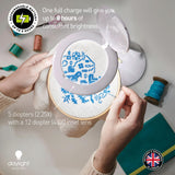 daylight Company Halo Go Magnifier Lamp, Rechargeable USB, Portable, Lightweight, Desk Lamp Reading, Hobbies, Sewing, Crafts, Nail Salon, Handcrafts and More, Colour Temperature: 6,000 K, White