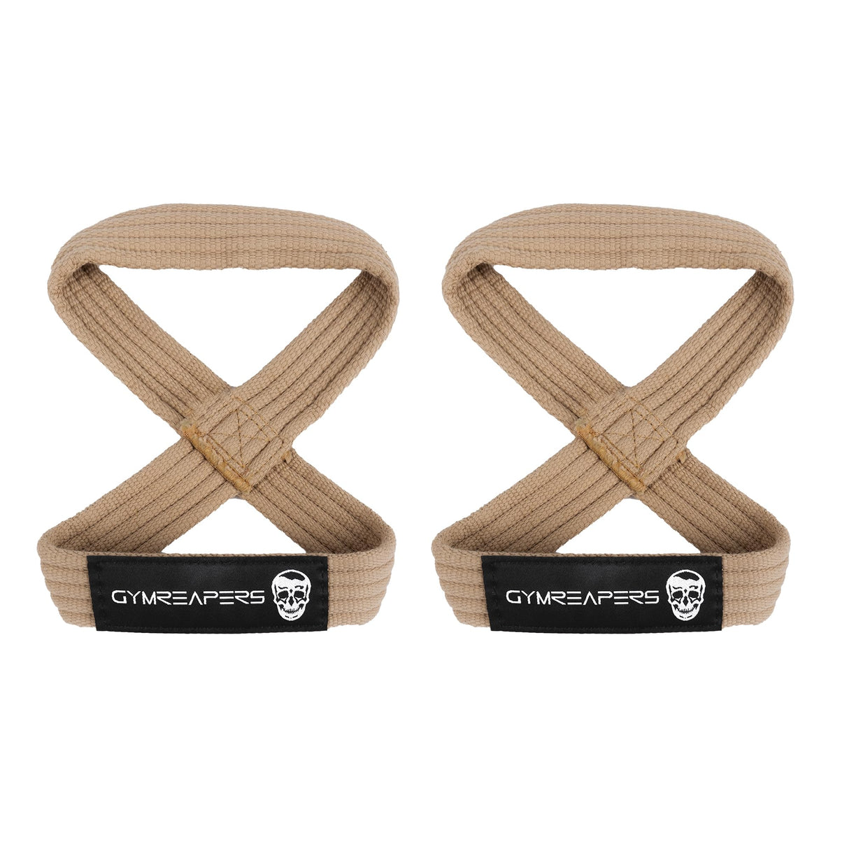 Gymreapers Figure 8 Lifting Straps for Deadlift, Powerlifting, Strongman, & Cross Training Strong Weightlifting Wrist Straps for Men, Women (Khaki, Large)