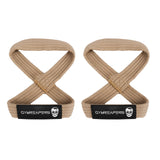 Gymreapers Figure 8 Lifting Straps for Deadlift, Powerlifting, Strongman, & Cross Training Strong Weightlifting Wrist Straps for Men, Women (Khaki, Large)