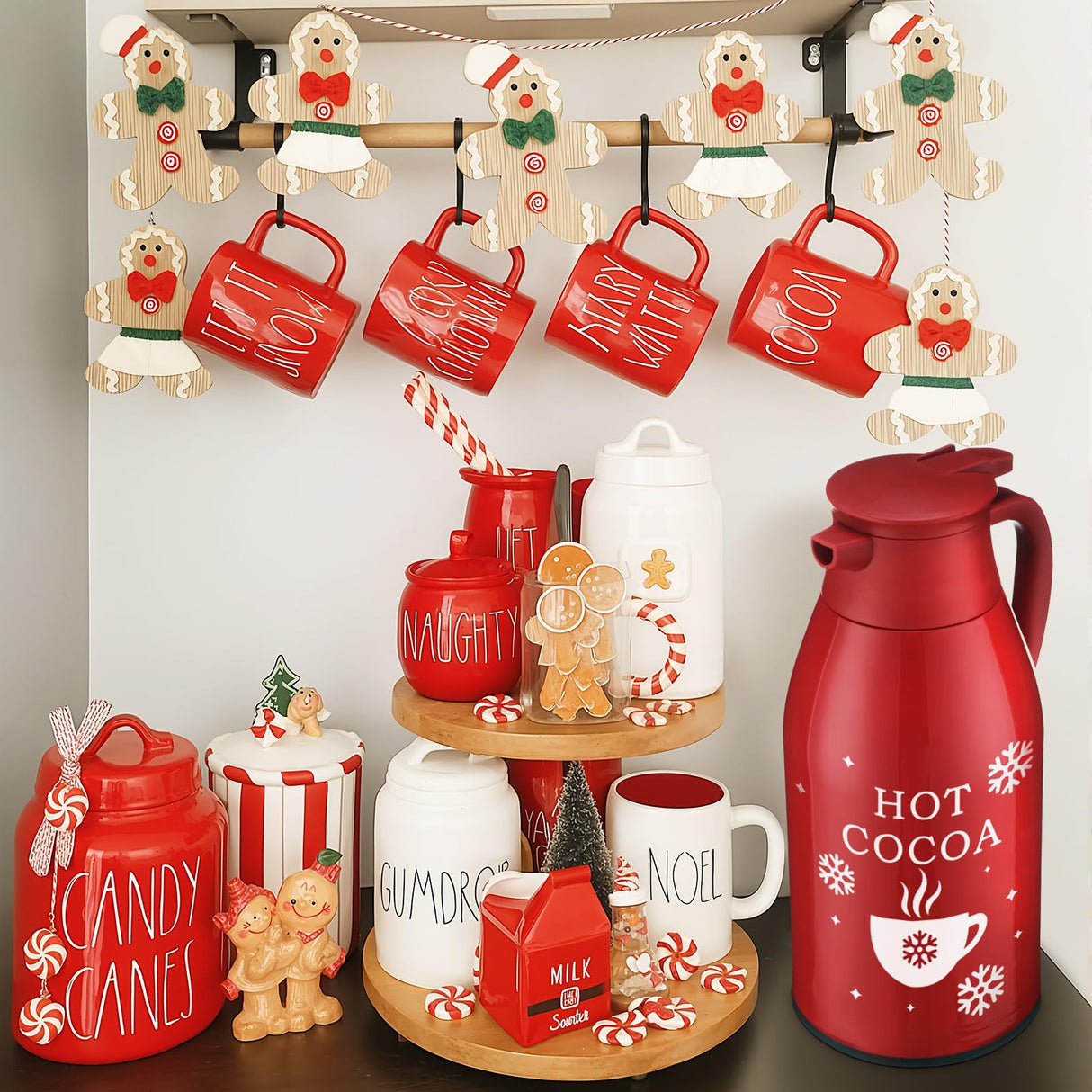 LemonRoad 1 Pcs 68 oz Hot Chocolate Drink Dispenser Red Cocoa Drink Dispenser for Keeping Christmas Hot Cocoa Bar Supplies for Chocolate Party Favors Supplies