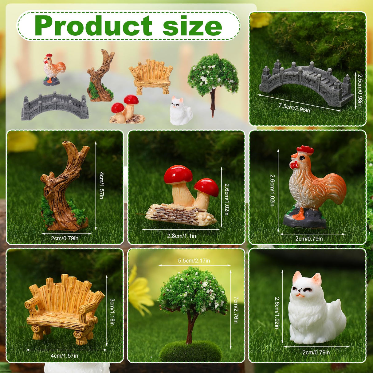 GGSTDDUP 65 Pcs Fairy Garden Accessories Mini Resin Animals Figures
