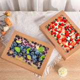 PFAMKEER 24 pcs Cookie Boxes,14x10x2.5 Inch Large Bakery Boxes with Window for Pies Chocolate Strawberries Muffins Donuts Pastry Dessert Christmas(Brown) (Brown, 14 * 10 * 2.5inch/24pcs)