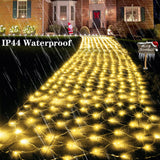 Lovelite 610 LED Christmas Net Lights, 34.5ft x 5ft Mesh Lights Outdoor Clear Wire 8 Modes, Waterproof Connectable String Lights Plug in for Bushes Xmas Tree Garden Holiday Party Decor - Warm White