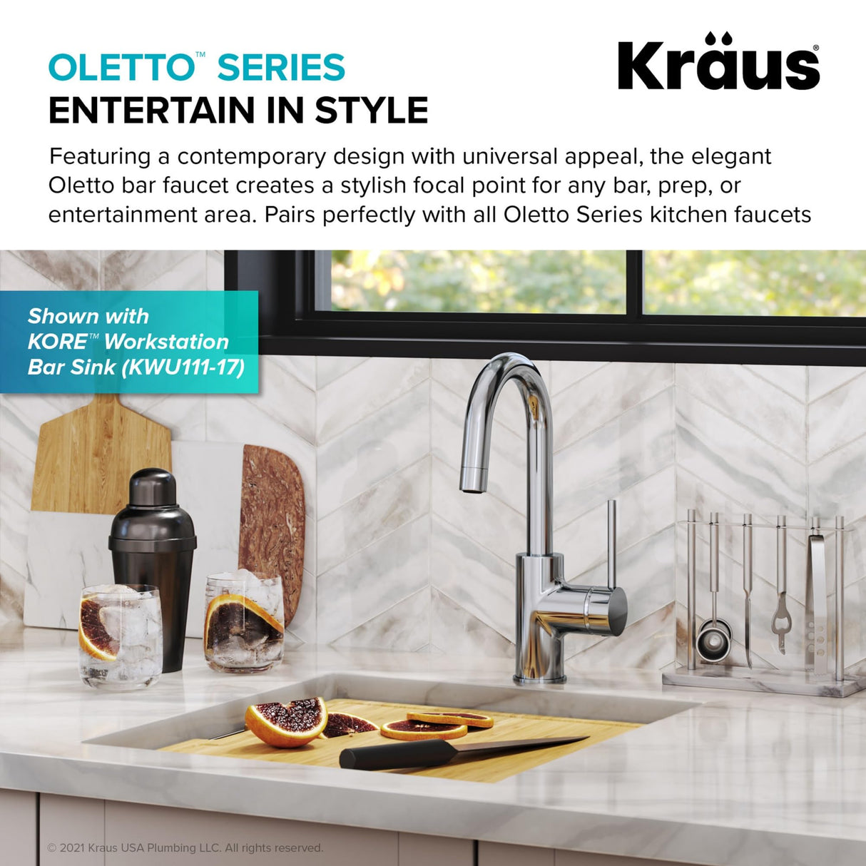 KRAUS Oletto Single Handle Kitchen Bar Faucet in Chrome Finish, KPF-2600CH