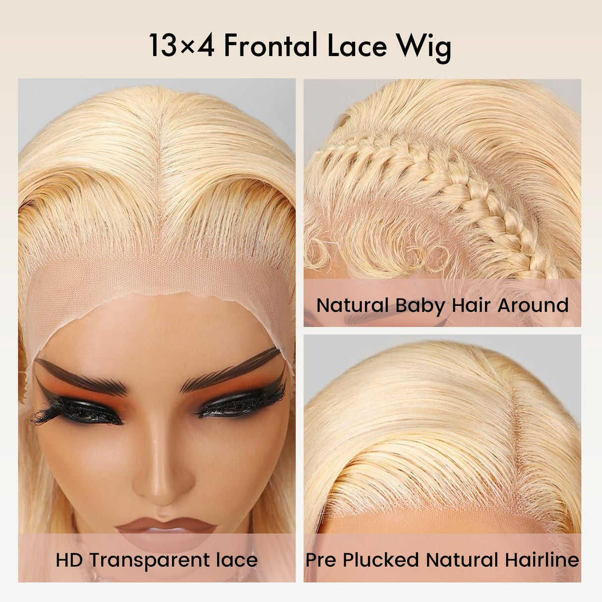613 Lace Front Wig Human Hair 30 inch Blonde Wig Human Hair 13x4 Straight Lace Front Wig 200 Density Pre-Plucked with Baby Hair HD Lace Frontal Wig for Women Natural Hairline