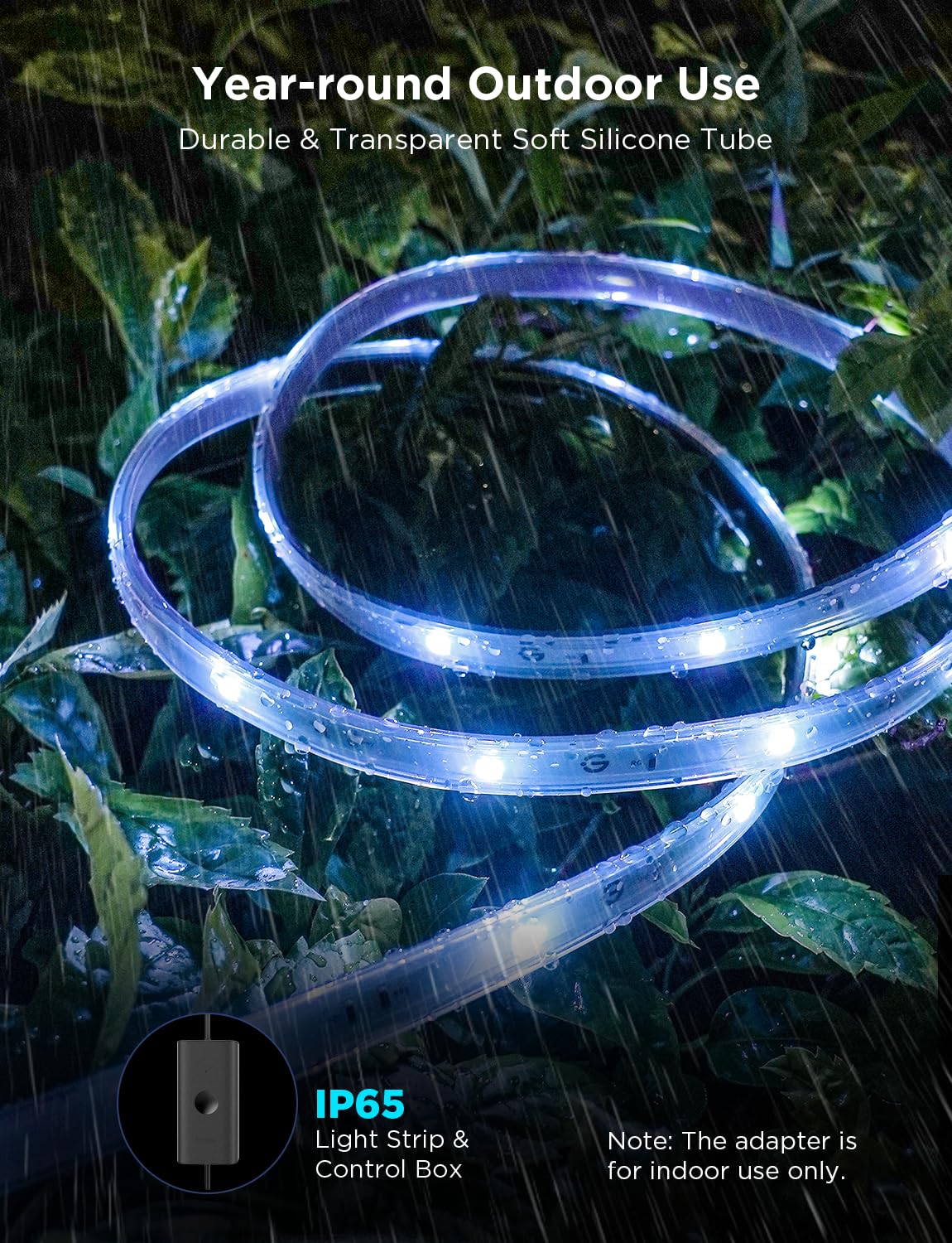 Govee Outdoor LED Strip Lights, 32.8ft Smart Outdoor Lights Work with Alexa and Google Assistant, App Control, IP65 Waterproof, RGBIC LED Lights for Patio, Eave, Holiday Decorations