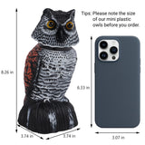 Hausse 3 Pack Bird Scarecrow Mini Fake Owl Decoy Sculpture, 8.26 inch Wagging Head Plastic Small Owl Bird Deterrents, Nature Enemy Horned Pest Repellent for Outdoor Garden Yard