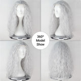 Witch Wig Old Lady Wig Women Long Grey Curly Costume Cosplay Wig
