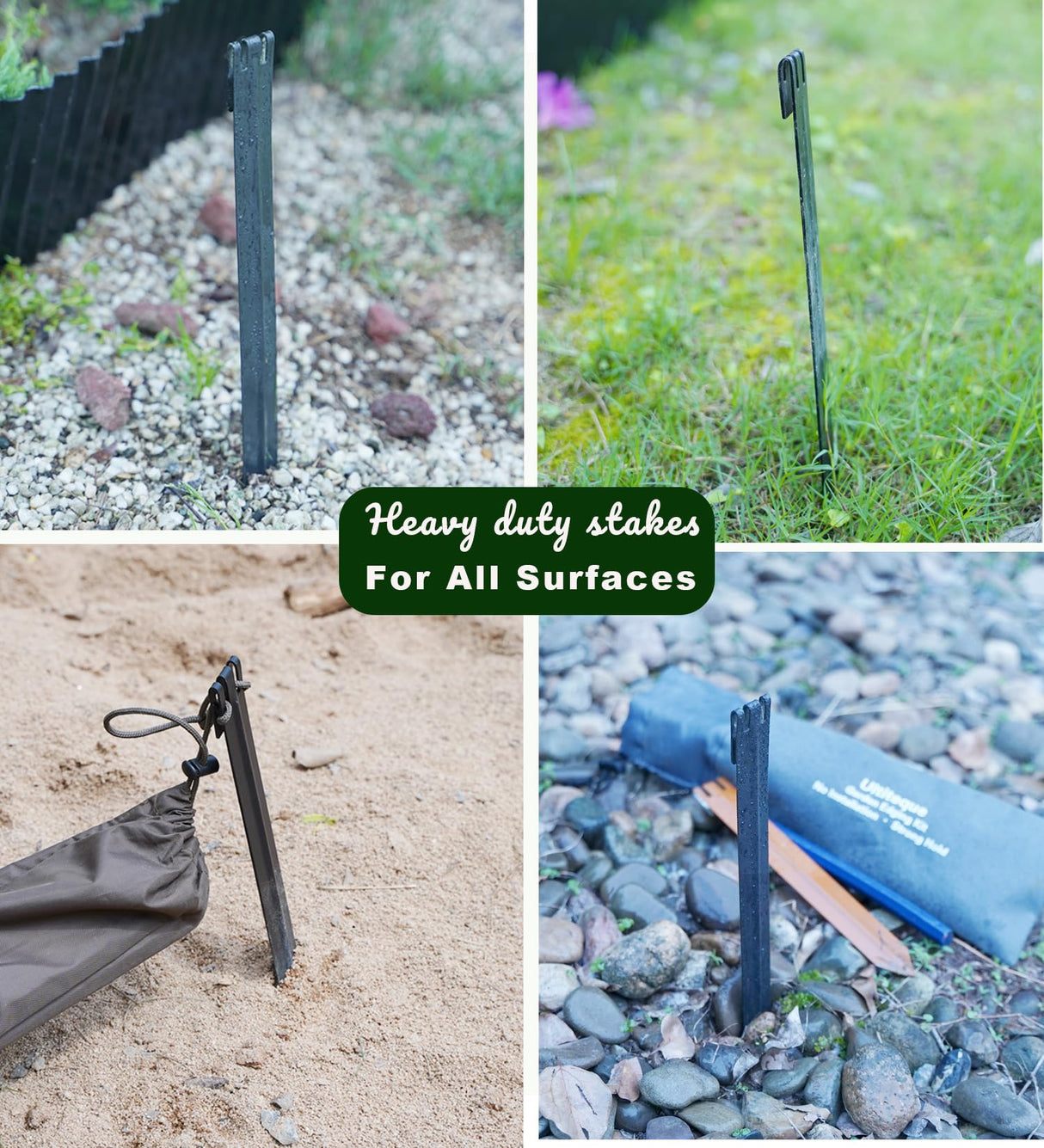 20Pcs 10In Balck Metal No Installation Landscape Edging Stakes