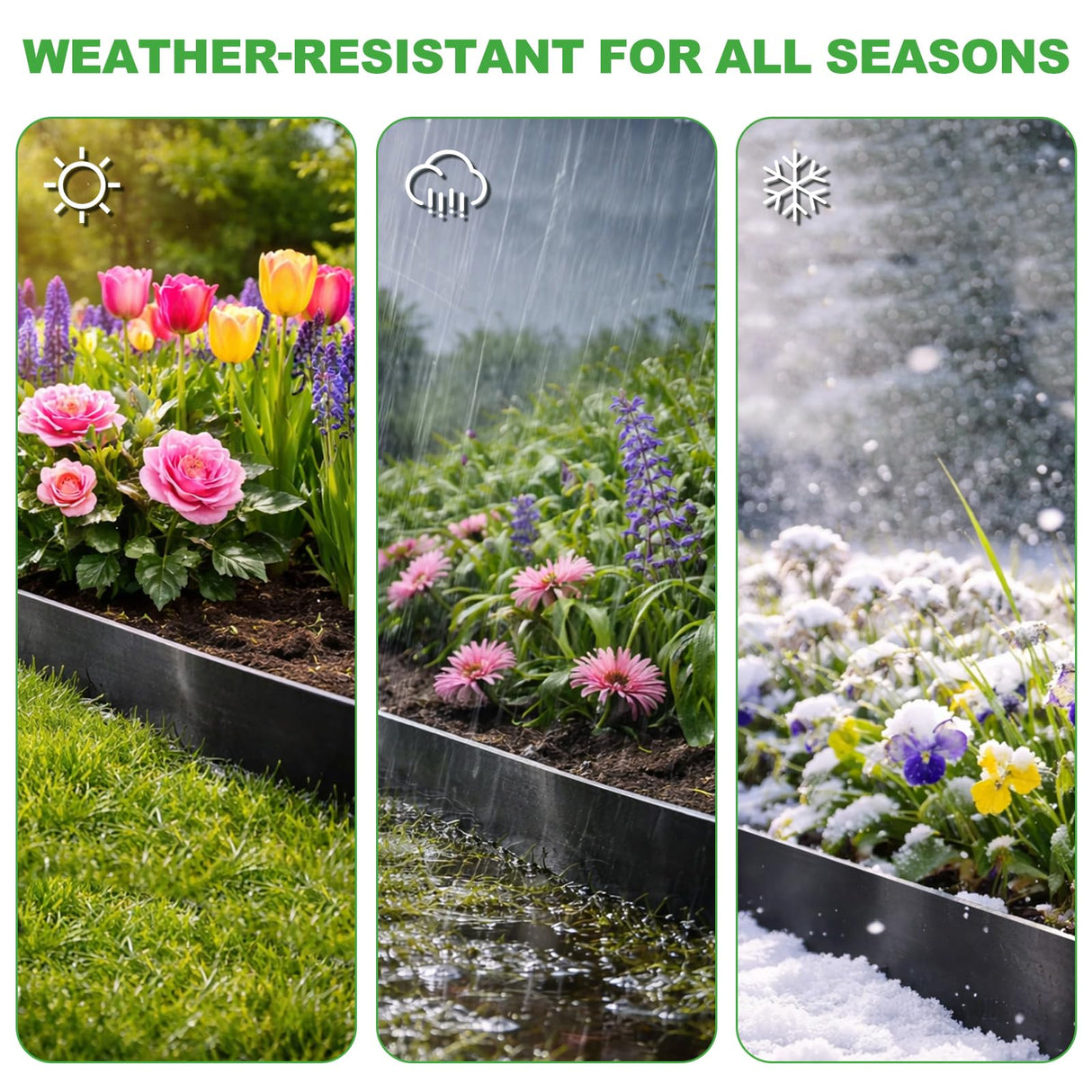 6-Pack Metal Landscape Edging (20ft Total), 40" x 6.5" Steel Garden Edging Border w/ 6 Stakes, Rustproof Hammer-in Edging for Landscaping, Lawn, Yard, Tree Rings, Flower Beds