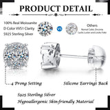 GEMQUEEN Moissanite Earrings Studs 925 Sterling Silver 0.5CT