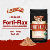 Barlean's Forti-Flax Organic Flaxseed, Ground Whole Raw Seeds, Omega-3 Supplement with Lignans and Dietary Fiber, Bulk Ground Flax Seed, 16 oz, 2 Pack
