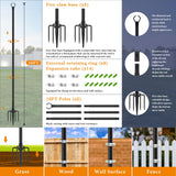 Mutovlin 2 Pack String Light Poles,10 Ft Light Poles for Outside String Lights,Outdoor Lights Pole with Fork,Metal Poles Stand for Patio Deck Backyard (10FT 2 Pack)