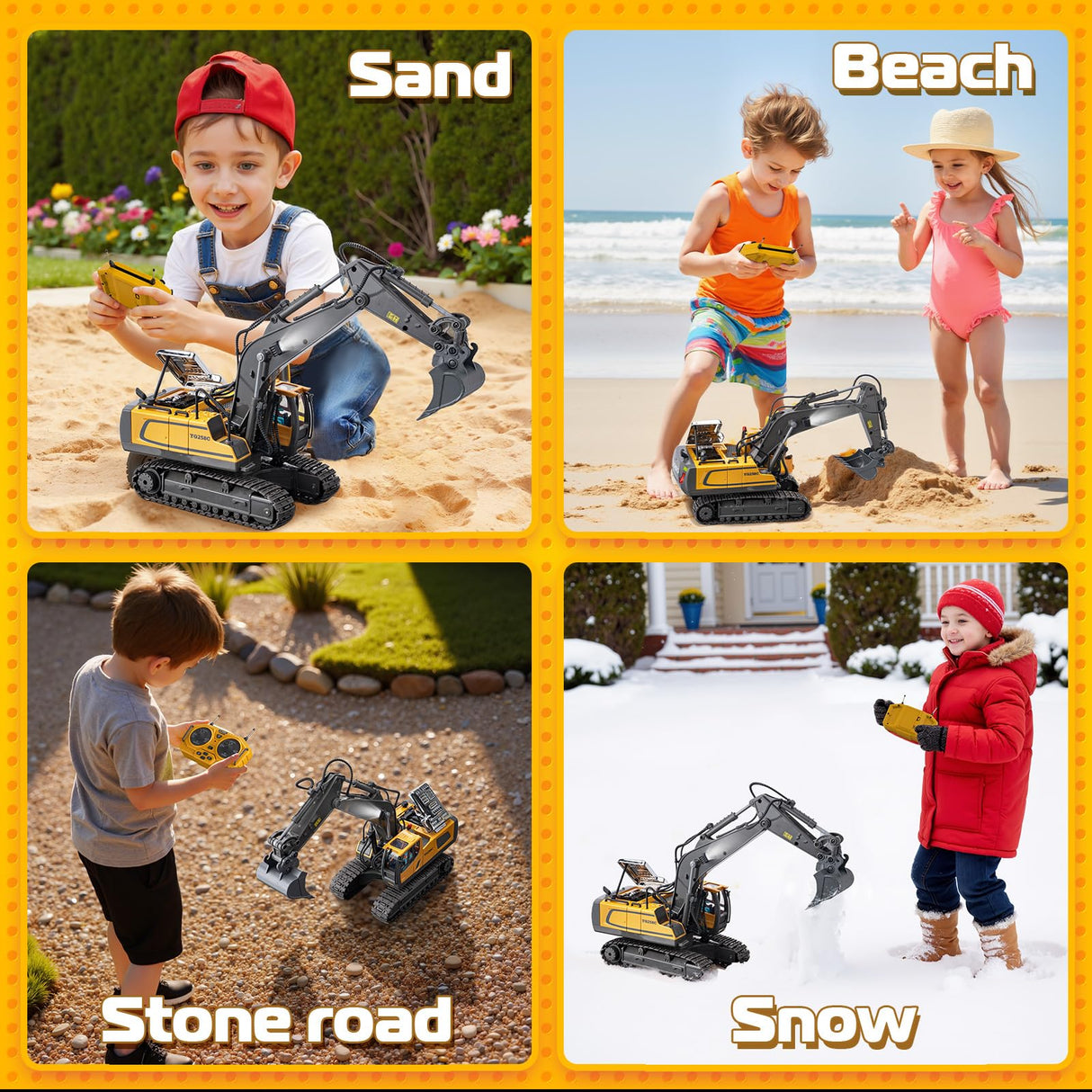 Samtop Remote Control Excavator Toys, 11 Channel 1:20 RC Construction Vehicles, 680° Rotation Hydraulic Car Toys for 4 5 6 7 8 9 10 Year Old Boys Kids, RC Truck Digger Toys Christmas Birthday Gifts