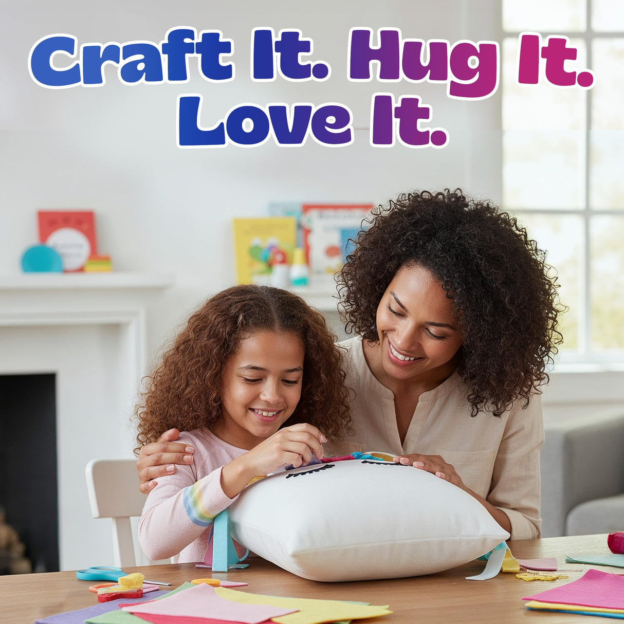 Pinwheel Crafts White Unicorn Pillow Kit Ages 8–12 | Beginner Sewing kit for Kids with Felt Unicorn Pieces, Thread, Needle & Stuffing | DIY Kids Sewing Craft for Creative Girls & Boys