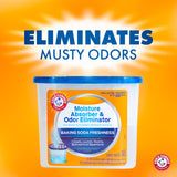 Arm & Hammer Fragrance Free Moisture Absorber and Odor Eliminator, 14 oz. Tub, 3 Ct, Attract and Trap Excess Moisture, Eliminate Musty Odors