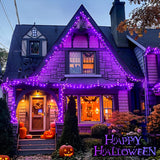 JMEXSUSS 250 LED Halloween String Lights, 91.5ft Purple Halloween Lights Outdoor Waterproof, 8 Lighting Modes Connectable Christmas Tree Light for Yard Patio Party Holiday Decorations