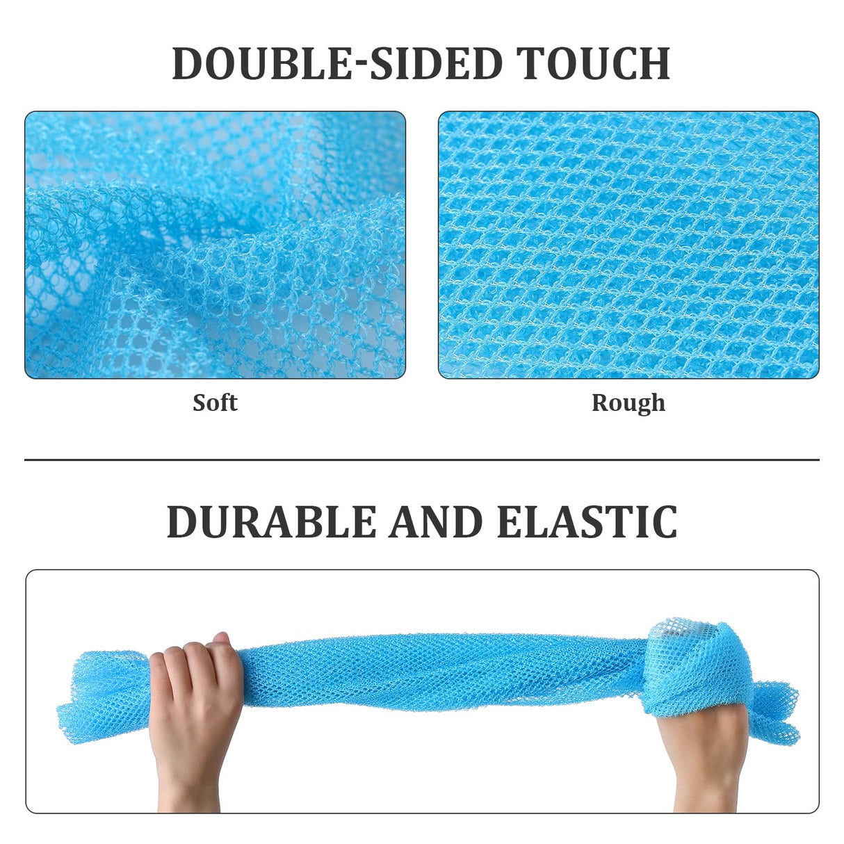 4 Pieces African Exfoliating Net, Long African Net Sponge, Nylon African Net Cloth, Exfoliating Washcloth, Body Scrubbers for Use in Shower, Back Scrubber Skin Smoothers for Bath (Multicolor 4)